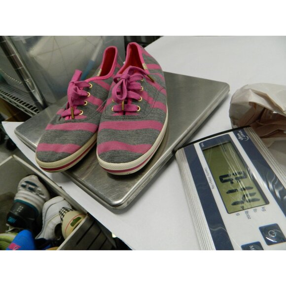 Keds Womens Kate Spade Striped Sneakers Size 7 Pink & Gray Canvas Lace-Up - Picture 10 of 10